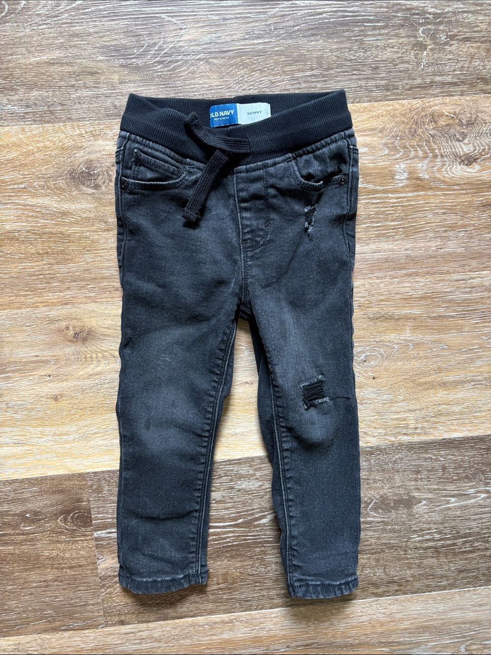 Old Navy Black Kids Skinny Knit-Waist Jeans with Distressed Detail